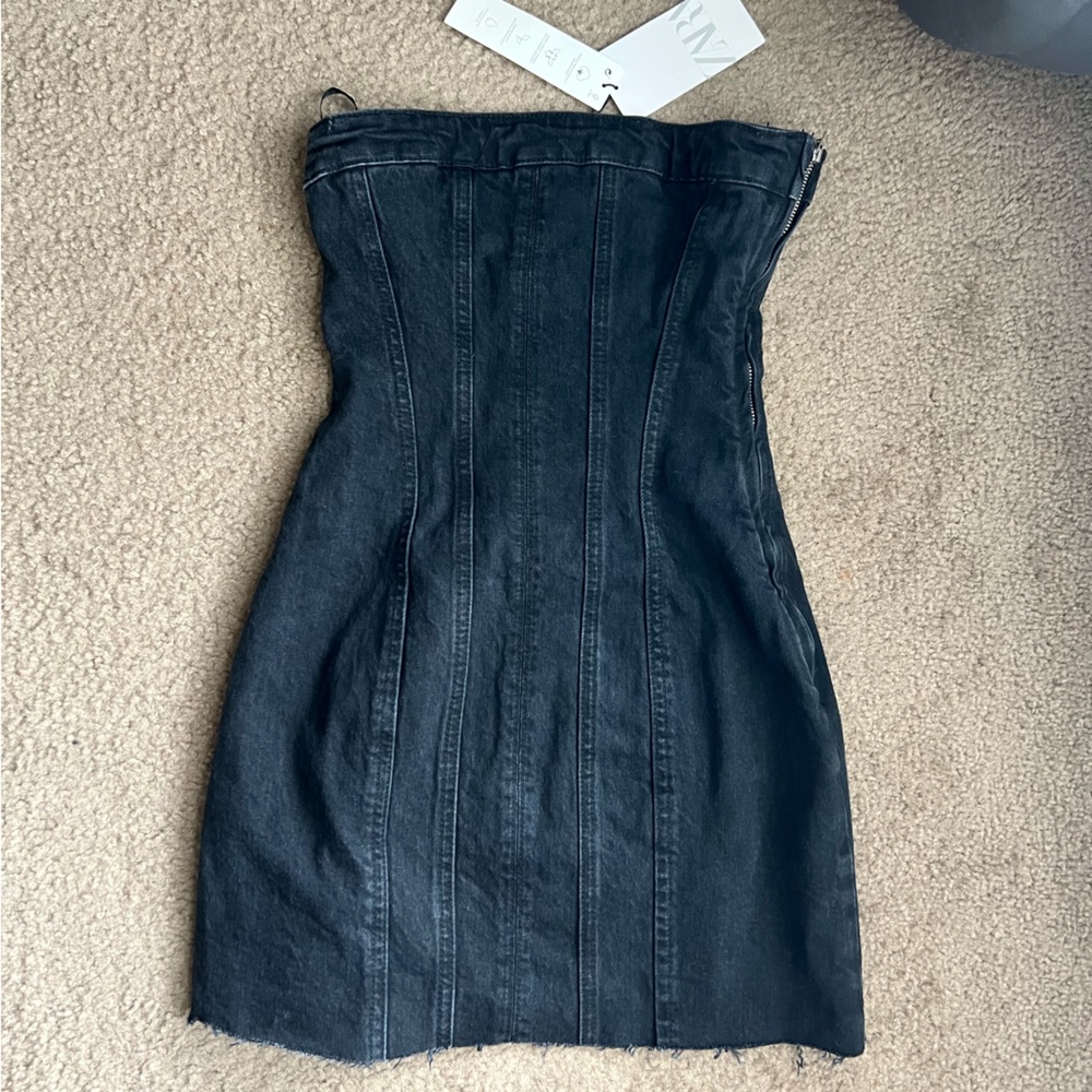 Zara Strapless Denim Dress